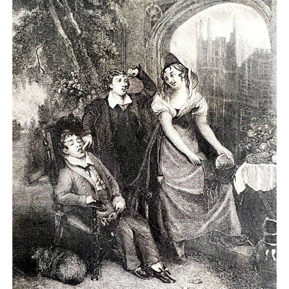 Open Your Mouth And Shut Your Eyes Steel Engraving 1859 Victorian Art DWY5C - Picture 1 of 2